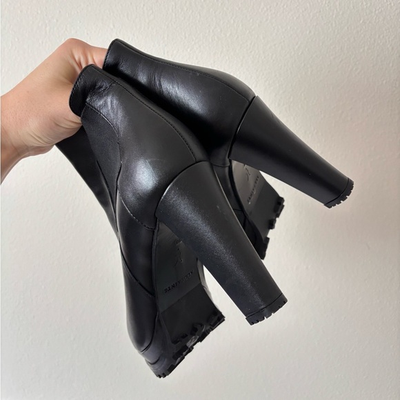 NEW All Saints Sarris Black Leather Platform Chunky Ankle Booties Size 9 - Picture 7 of 11